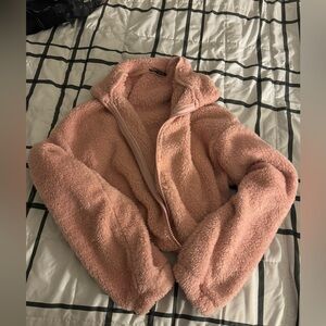 Cropped fuzzy hoodie